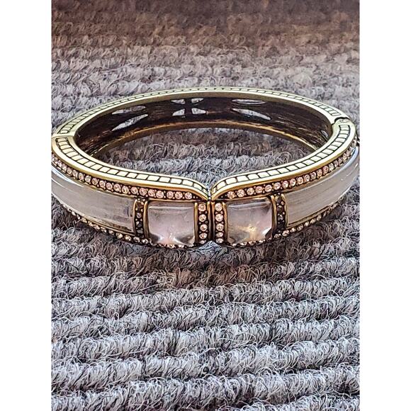 Heidi Daus White Crystal Deco Bangle Bracelet 7in M $250 - Picture 3 of 10